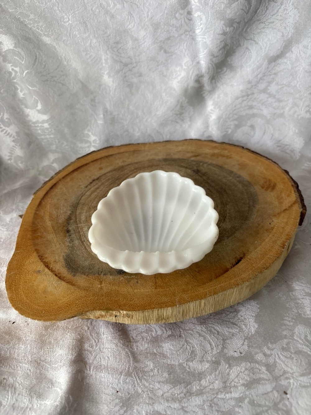 Milk glass shell dish